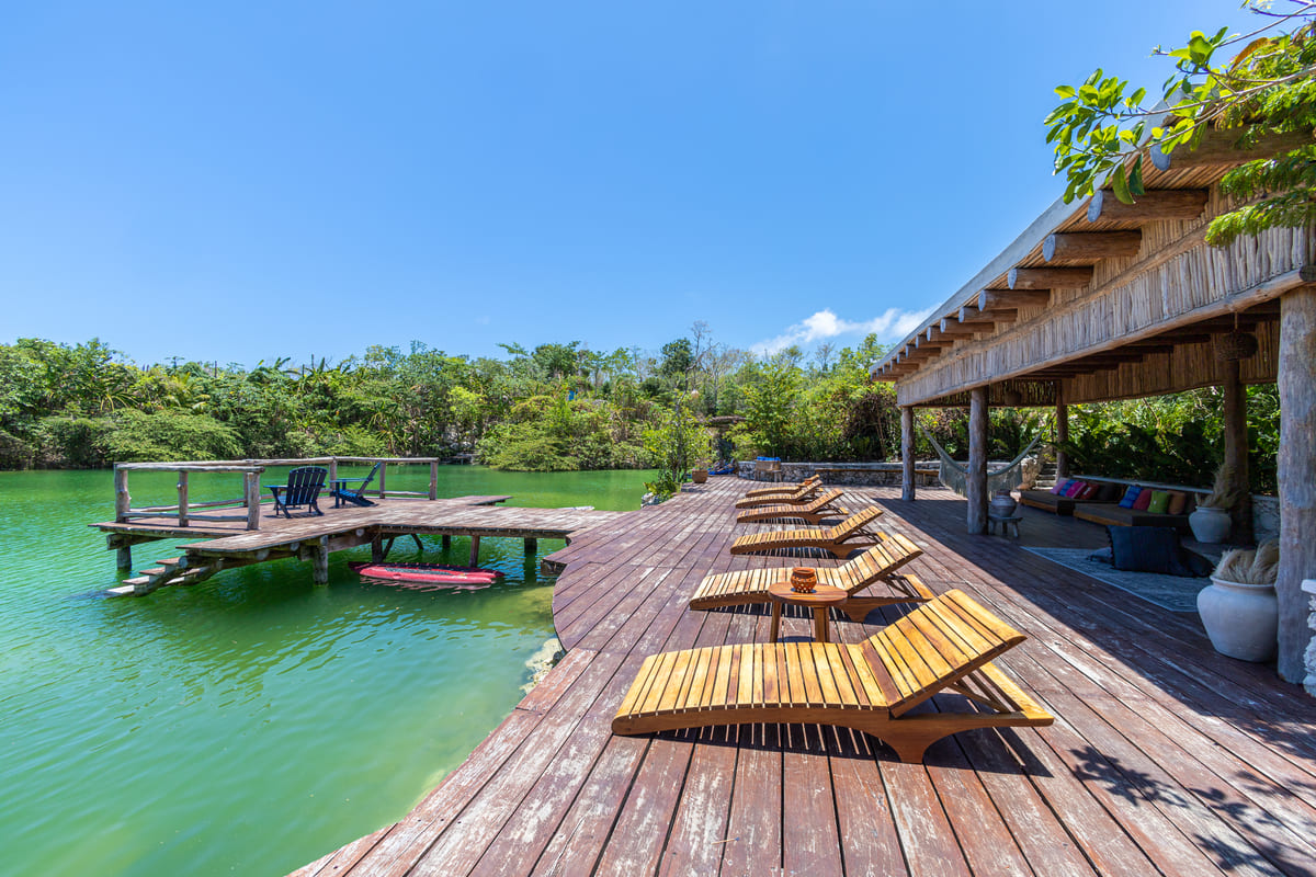 Lakeside terrace at Waka Xhacienda for luxury destination weddings in Mexico