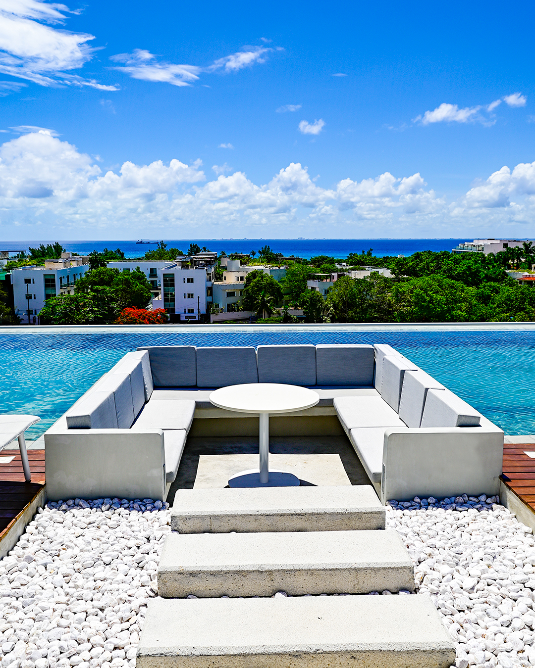 Urban rooftop lounge at Aloft Playa del Carmen for contemporary destination weddings