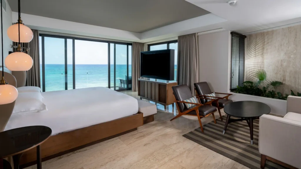 Ocean view suite at Grand Hyatt Playa del Carmen wedding resort in Mexico