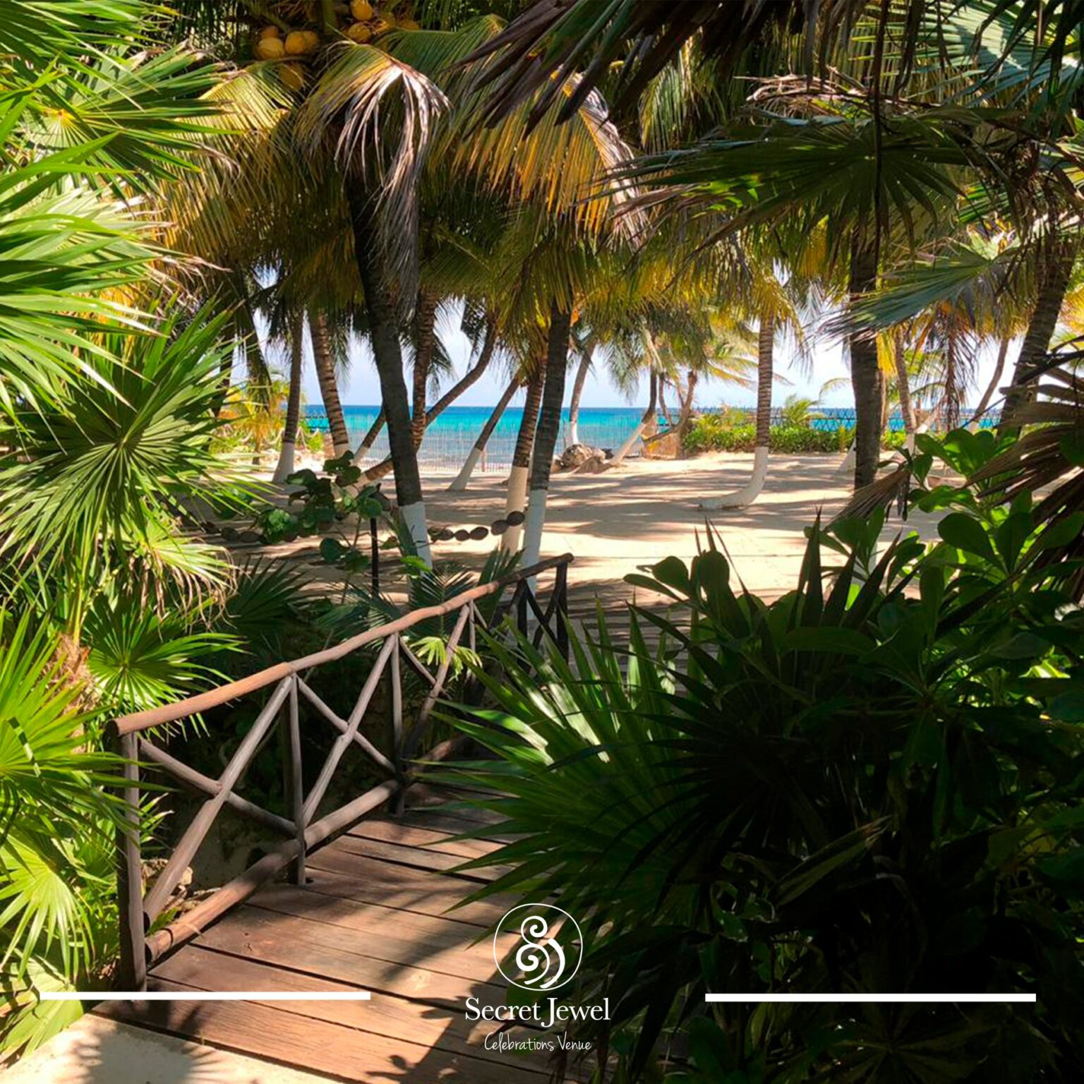Private beachfront entrance at Secret Jewel Celebrations wedding venue in Playa del Carmen