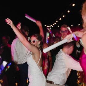 Bride enjoying her wedding party in Riviera Maya